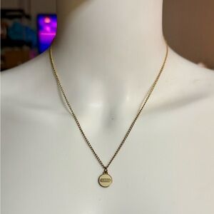 Coach Dainty Minimalist White Enamel Rose Gold-tone Pendant Necklace